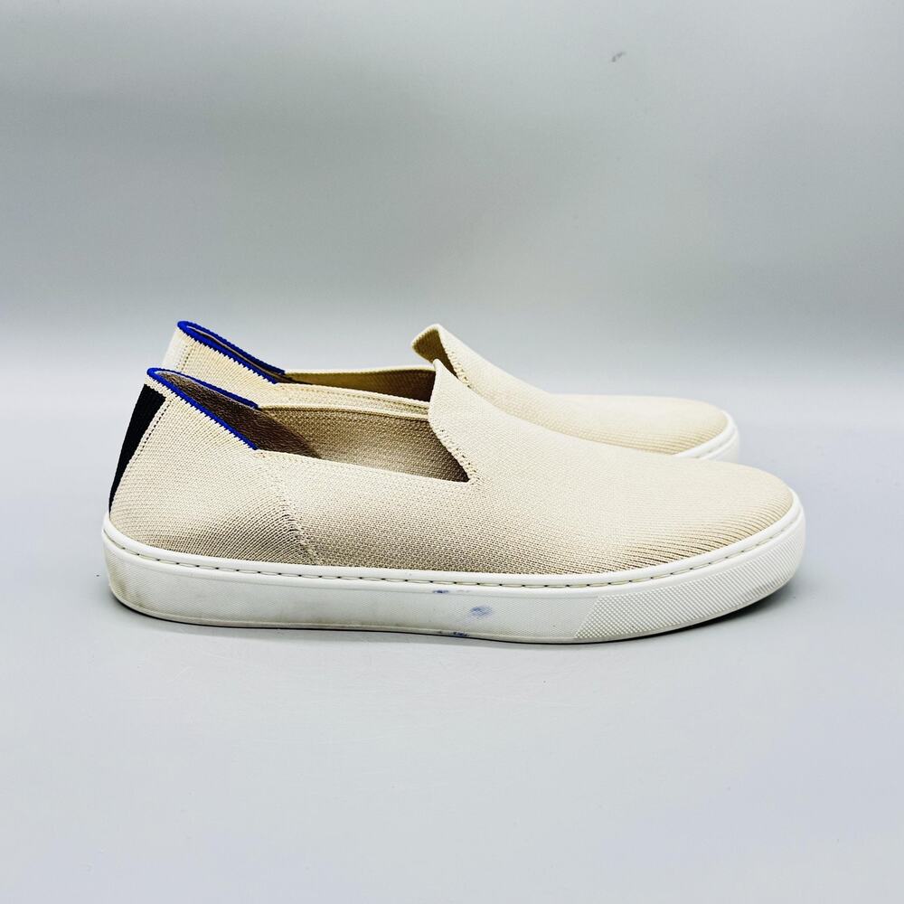 Rothys Shoes Womens 7.5 Beige Knit Slip On Casual Sneakers Comfort Lightweight